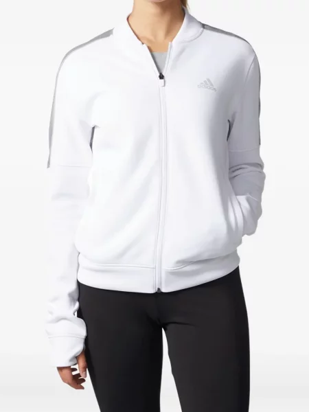 Legginsy Adidas do biegania z nadrukiem z dekoltem w serek czerwone