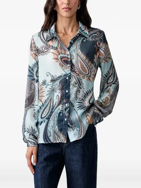 Cămașă Guess cu imagine cu model paisley albastru