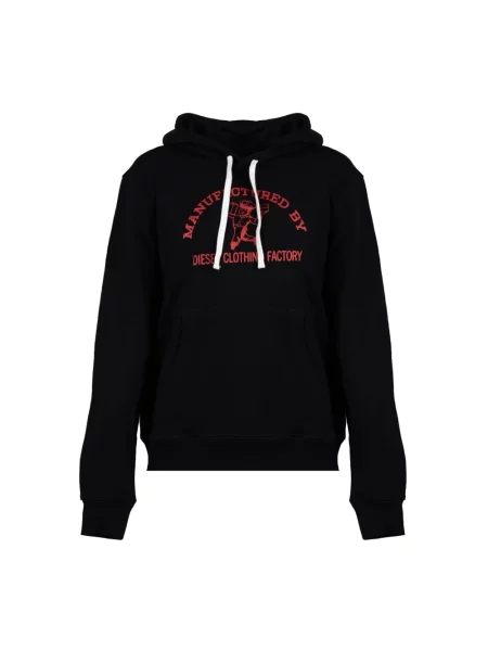 Bluza z kapturem Diesel z kapturem z nadrukiem czarna