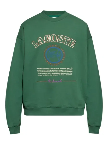 Hanorac din fleece Lacoste cu broderie din fleece verde