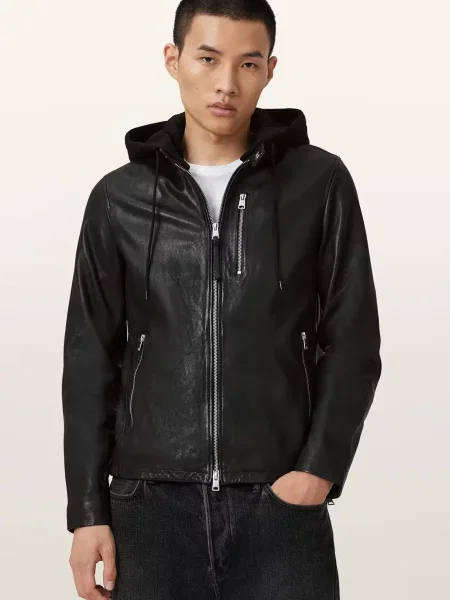 Шкіряна куртка Allsaints чорна