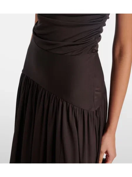 Rochie maxi Staud din jerseu de costum maro