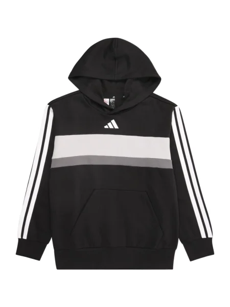 ADIDAS SPORTSWEAR Hanorac sport SEASONAL ESSENTIALS TIBERIO 3 STRIPES FLEECE gri / gri deschis / negru alb