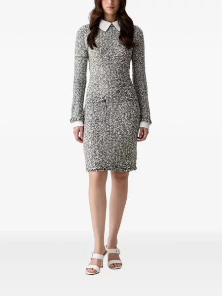 Gulerat rochie midi Karl Lagerfeld din tweed gri