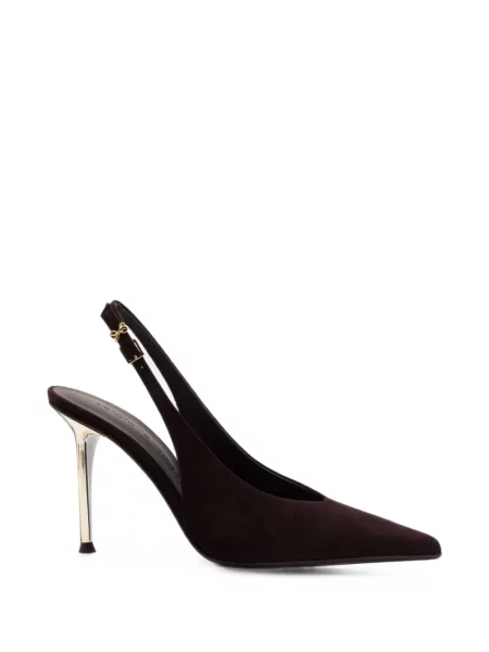 Pantofi cu toc Sergio Levantesi din piele de căprioară slingback maro