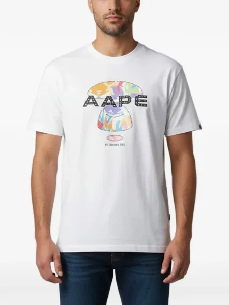 Scurt tricou A Bathing Ape® cu imagine alb