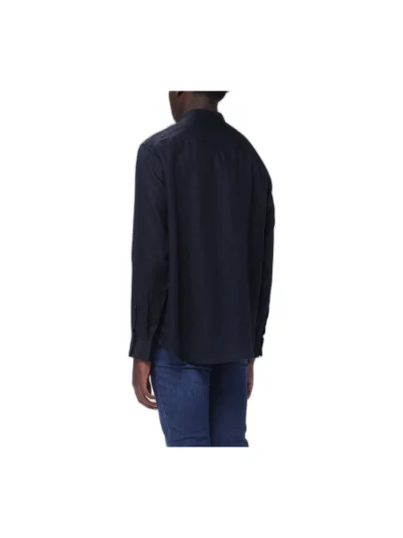 Lniana koszula Armani Exchange niebieska