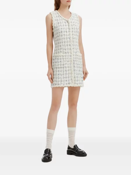 Rochie mini B+ab din tweed alb