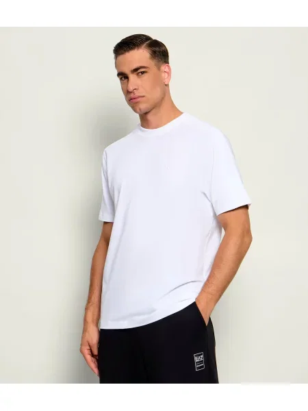 BOSS GREEN Tricou TS_Union Tape | stretch alb