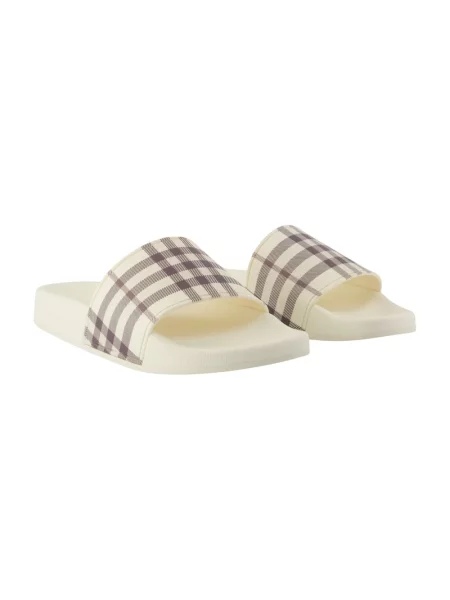 Klapki Burberry w kratę białe