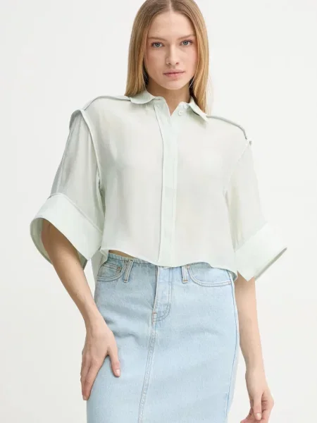 Day Birger et Mikkelsen camasa Eleanor femei cu guler clasic relaxed verde