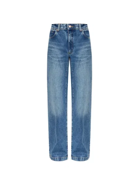 Blugi cu picior larg Emporio Armani cu autograf albastru
