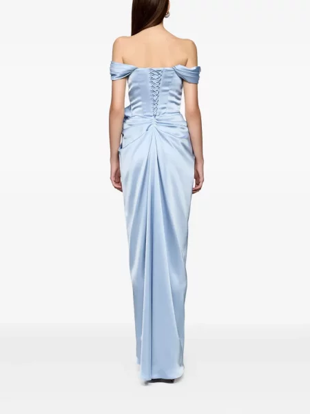 Rochie maxi Ana Radu din satin de costum albastru