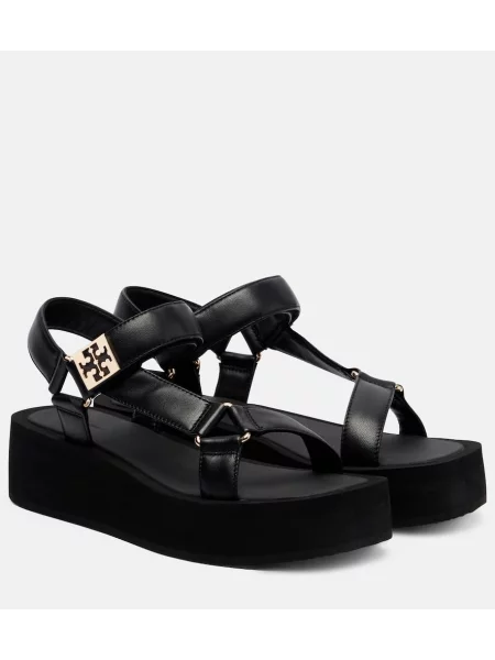 Sandale Tory Burch din piele cu platformă negru