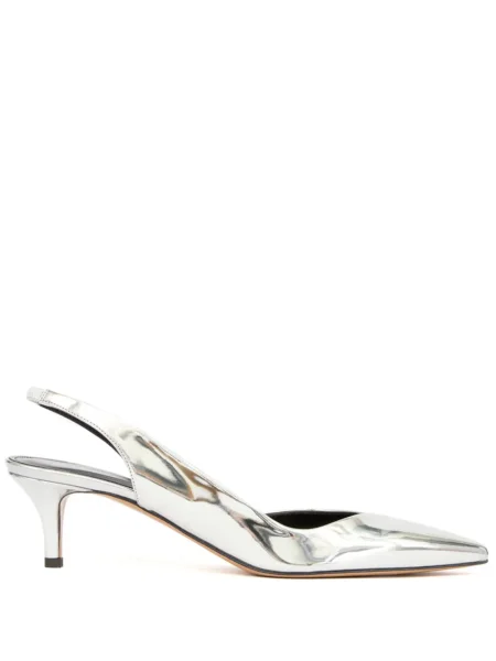Pantofi cu toc Isabel Marant din piele argintiu