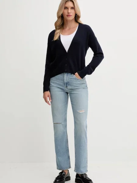 United Colors of Benetton kardigan z dodatkiem wełny granatowy lekki