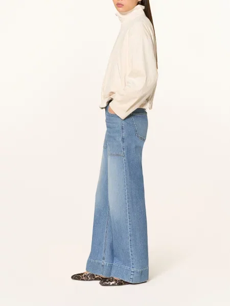 Opus Džíny S Širokými Nohavicemi Miva Comfy mid comfy blue modré