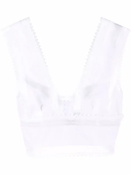Decupat top Alberta Ferretti cu broderie alb
