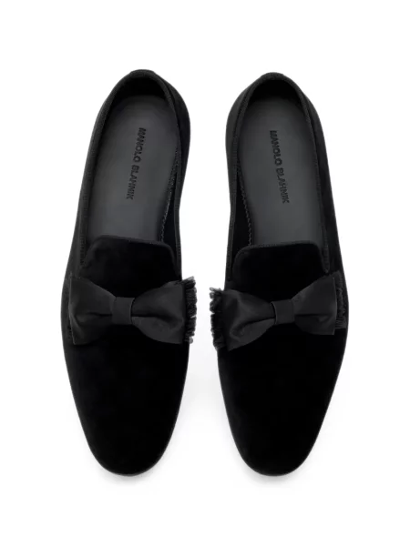 Loaferice Manolo Blahnik s mašnom od samta crna