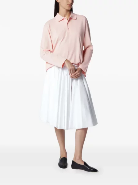 Lung tricou polo Flore Flore roz