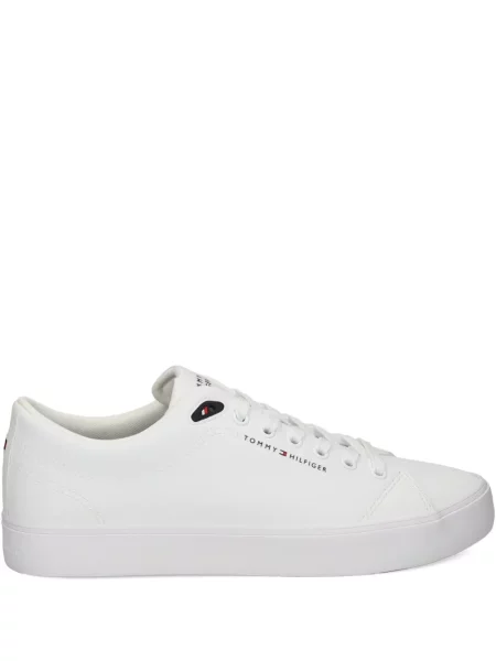Sneakerși Tommy Hilfiger cu șireturi din dantelă alb