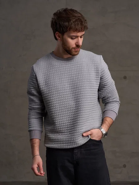 Світшот ISSA Plus світло-сірий комбінований верх сірий