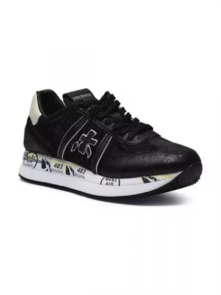Premiata Sneakers CONNY cu adaos de piele negru