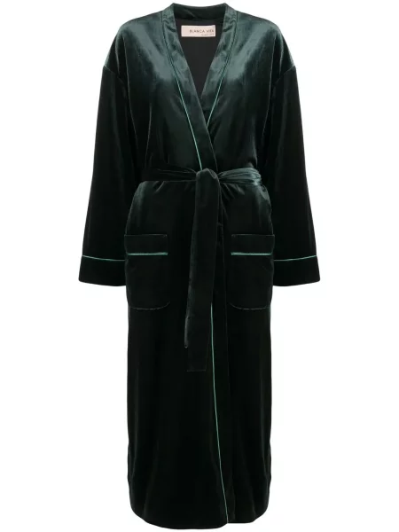 Aksamitny talia płaszcz Blanca Vita zielony