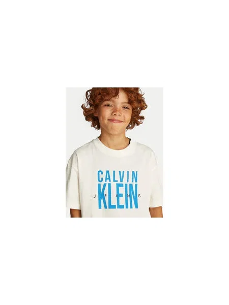 Calvin Klein Jeans Póló Bold Graphic Ekru Relaxed Fit
