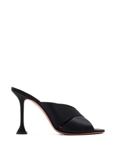 Papuci tip mules Amina Muaddi din satin negru