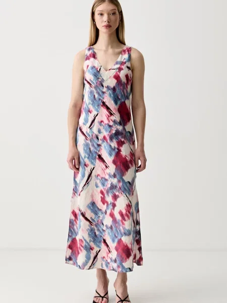 DKNY rochie de vară din in bej