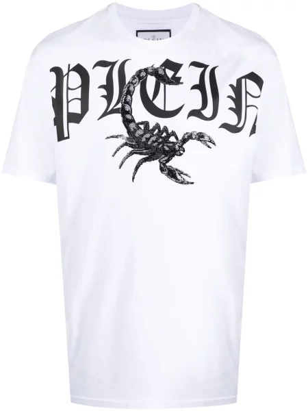 Tricou Philipp Plein cu imagine alb