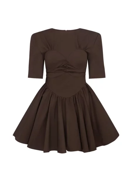 Rochie mini Violante Nessi plisată scurtă de costum maro