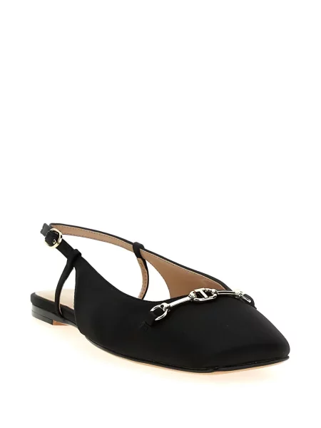 Sandale Twinset din satin slingback negru