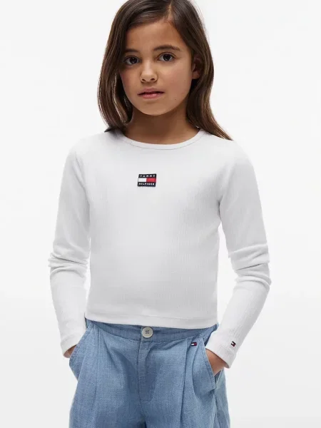 Tommy Hilfiger majica dugih rukava za djecu s pamukom bijela