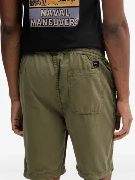 Húzózsinór rövidnadrág Alpha Industries autogrammal zöld