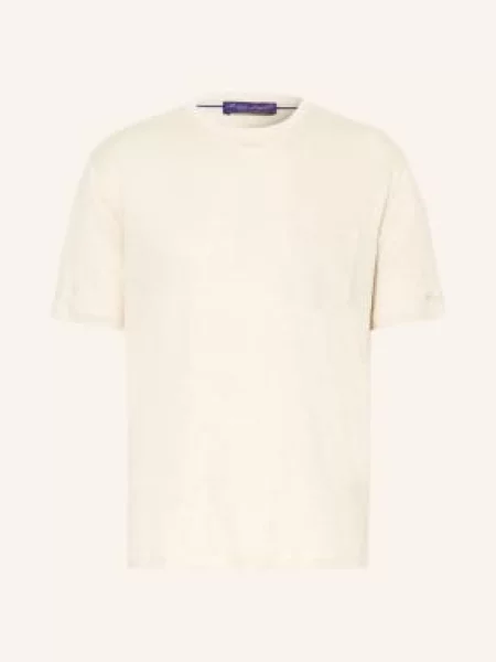 Ralph Lauren Purple Label Lněné Tričko světle hnědá fialové