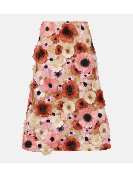 Fustă midi Dorothee Schumacher cu model floral roz