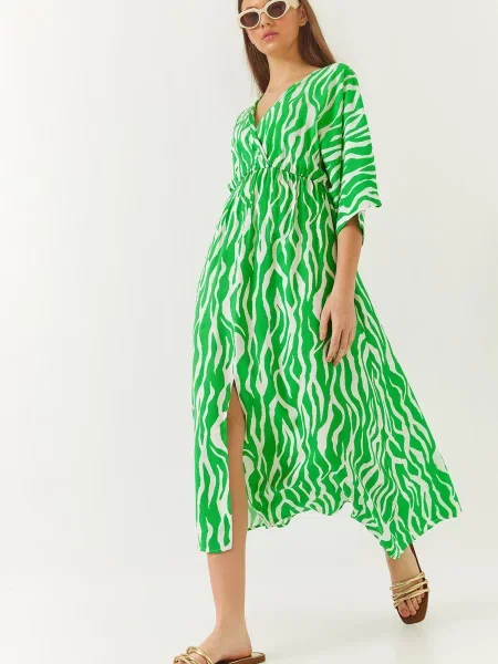 Bianco Lucci Rochie de vară verde limetă alb