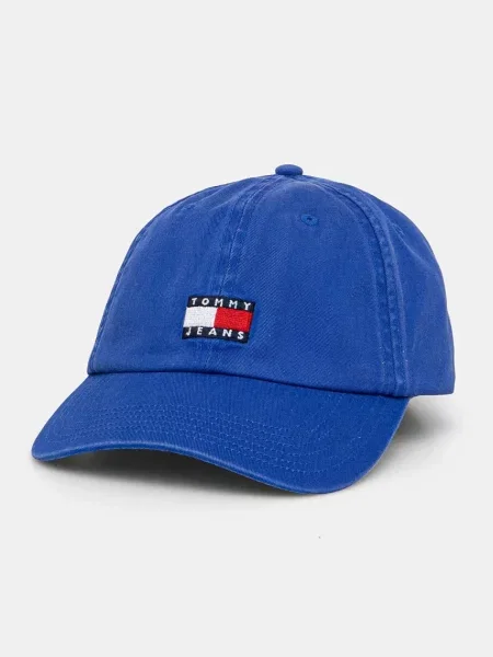 Шапка с козирка Tommy Jeans с апликация синьо