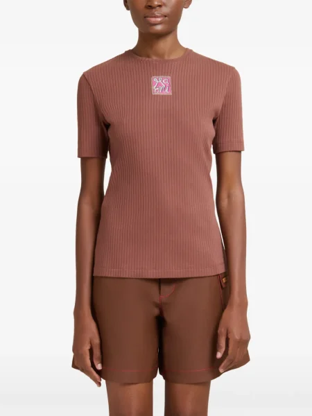 Tricou Marni cu broderie maro
