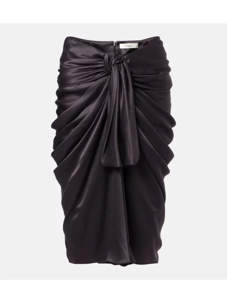 Fustă midi Chloé din satin negru