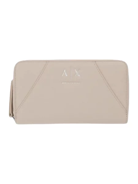 Armani Exchange portfel z imitacji skóry beżowy