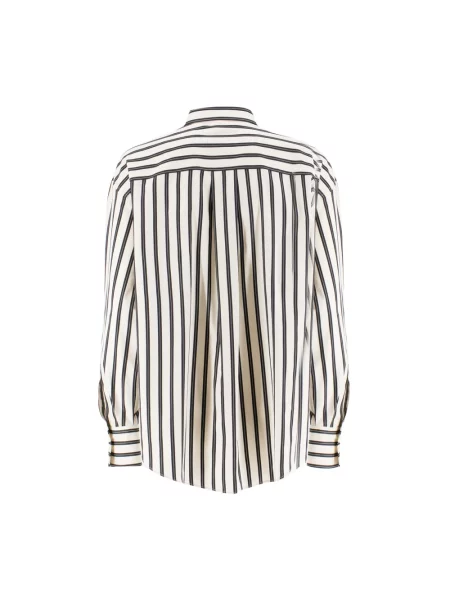 Wielobarwność jedwabna koszula Brunello Cucinelli elegancka biała