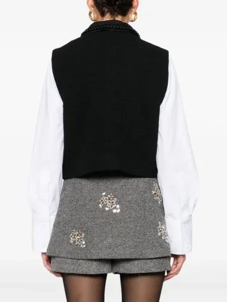 Top Maje cu mărgele negru