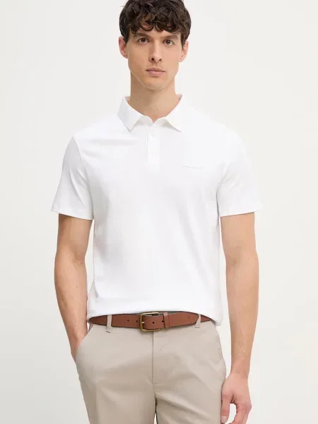 Tricou polo Calvin Klein alb