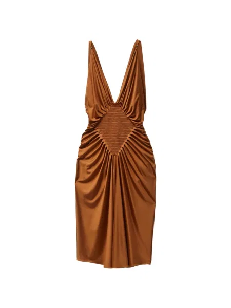Rochie Versace cu decolteu în V de costum maro