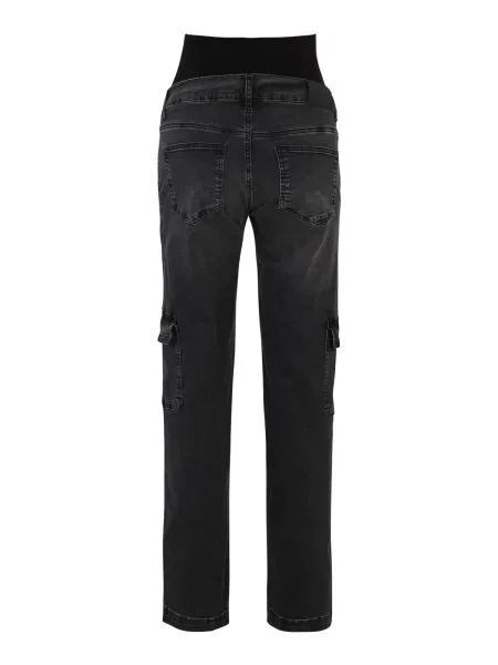Pantaloni eleganți gri metalic negru