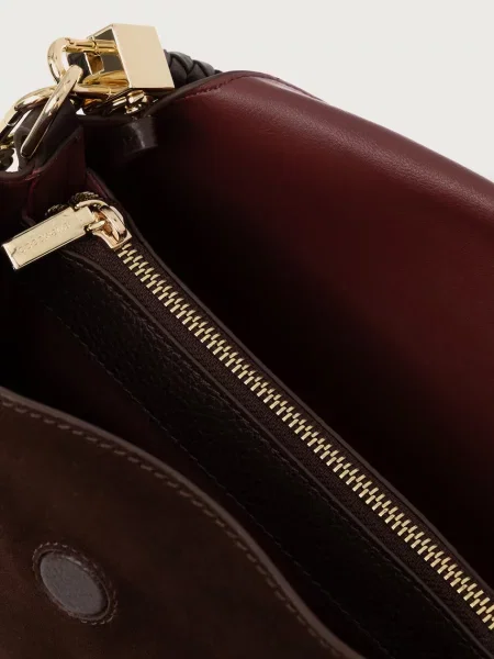 Coccinelle чанта crossbody дамска от велур кафяво