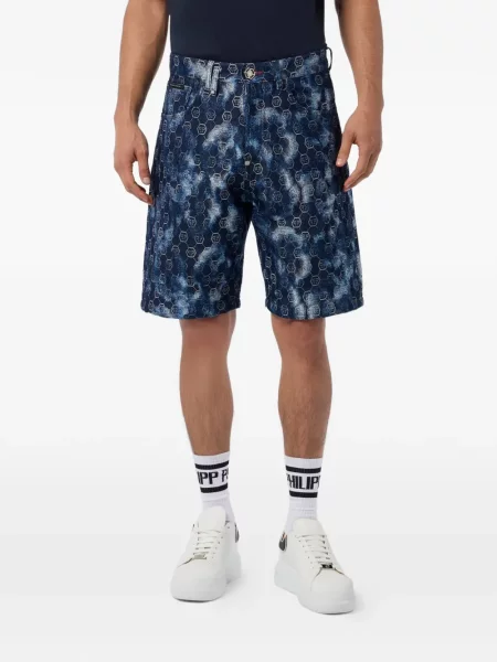Pantaloni scurți din denim Philipp Plein albastru